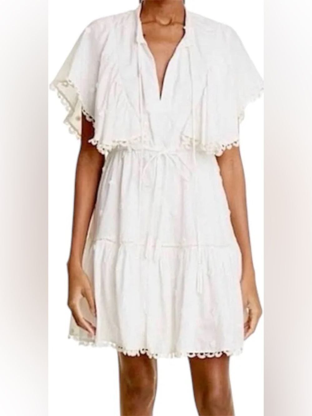$160 NWT FARM RIO off white 3D flower mini dress large L - Picture 7 of 7